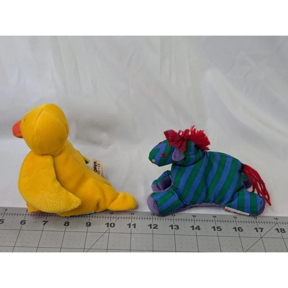 Gymboree Yellow Duck Horse Zebra‎ Plush Stripes Stuffed Animal Toy